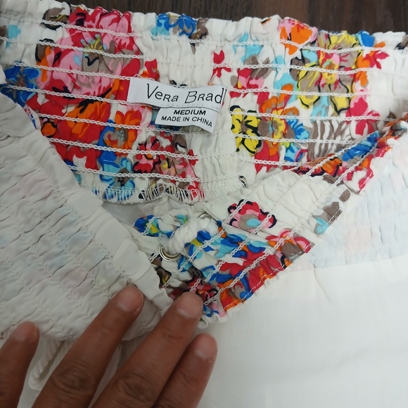 Vera Bradley Cream Wide-Leg Pants with Lace Trim - Picture 2 of 10